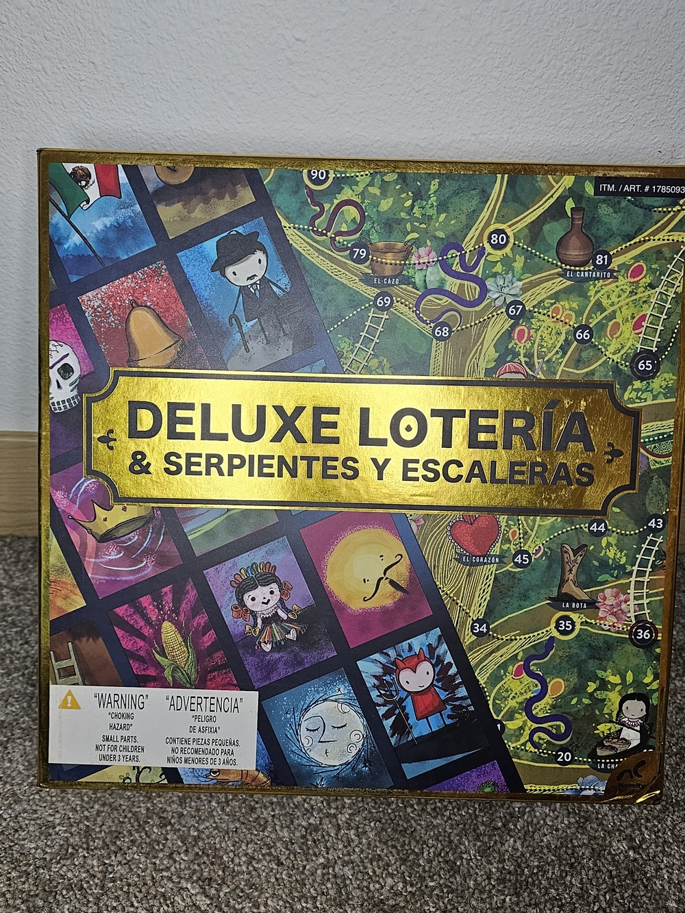 Deluxe Lotería & Serpientes y Escaleras Board Game - Gold and Multicolor